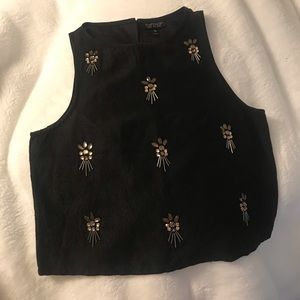 Topshop black beaded crop top
